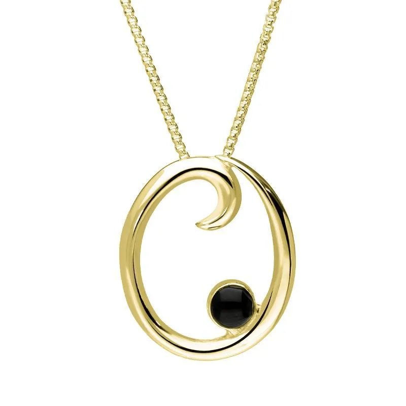 9ct Yellow Gold Whitby Jet Love Letters Initial O Necklace sold by Jura Watches