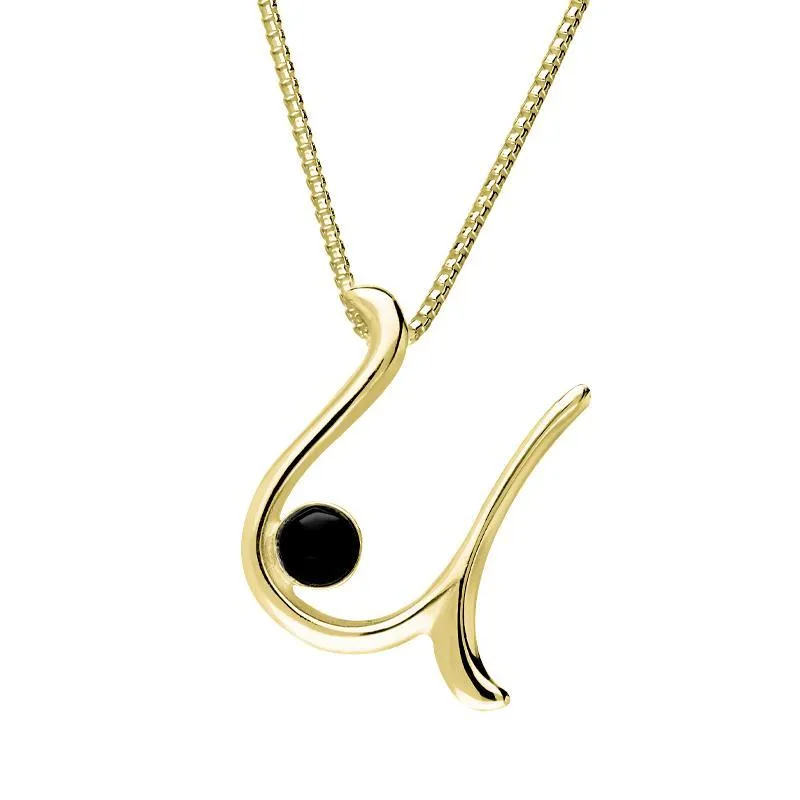 9ct Yellow Gold Whitby Jet Love Letters Initial U Necklace sold by Jura Watches