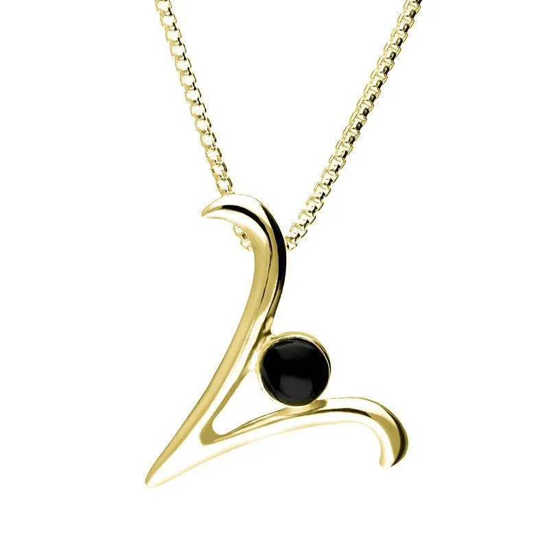 9ct Yellow Gold Whitby Jet Love Letters Initial V Necklace sold by Jura Watches