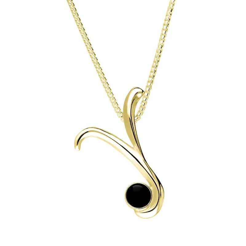 9ct Yellow Gold Whitby Jet Love Letters Initial Y Necklace sold by Jura Watches