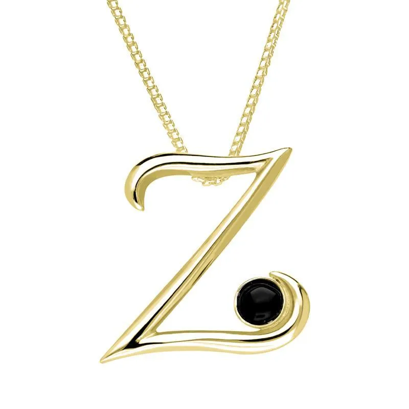 9ct Yellow Gold Whitby Jet Love Letters Initial Z Necklace sold by Jura Watches