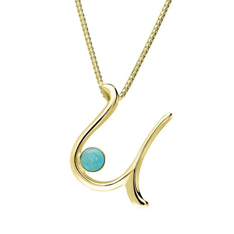 9ct Yellow Gold Turquoise Love Letters Initial U Necklace sold by Jura Watches