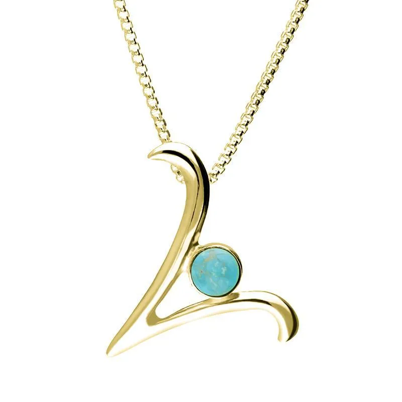 9ct Yellow Gold Turquoise Love Letters Initial V Necklace sold by Jura Watches