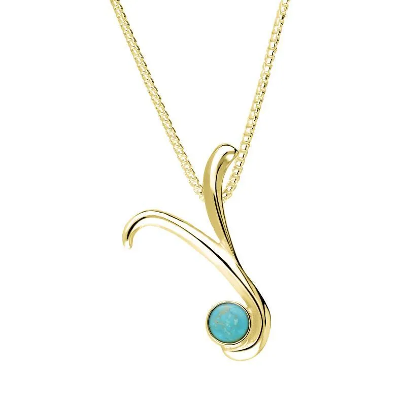 9ct Yellow Gold Turquoise Love Letters Initial Y Necklace sold by Jura Watches