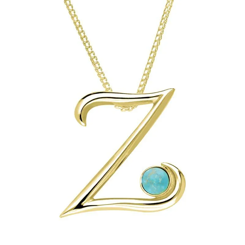 9ct Yellow Gold Turquoise Love Letters Initial Z Necklace sold by Jura Watches