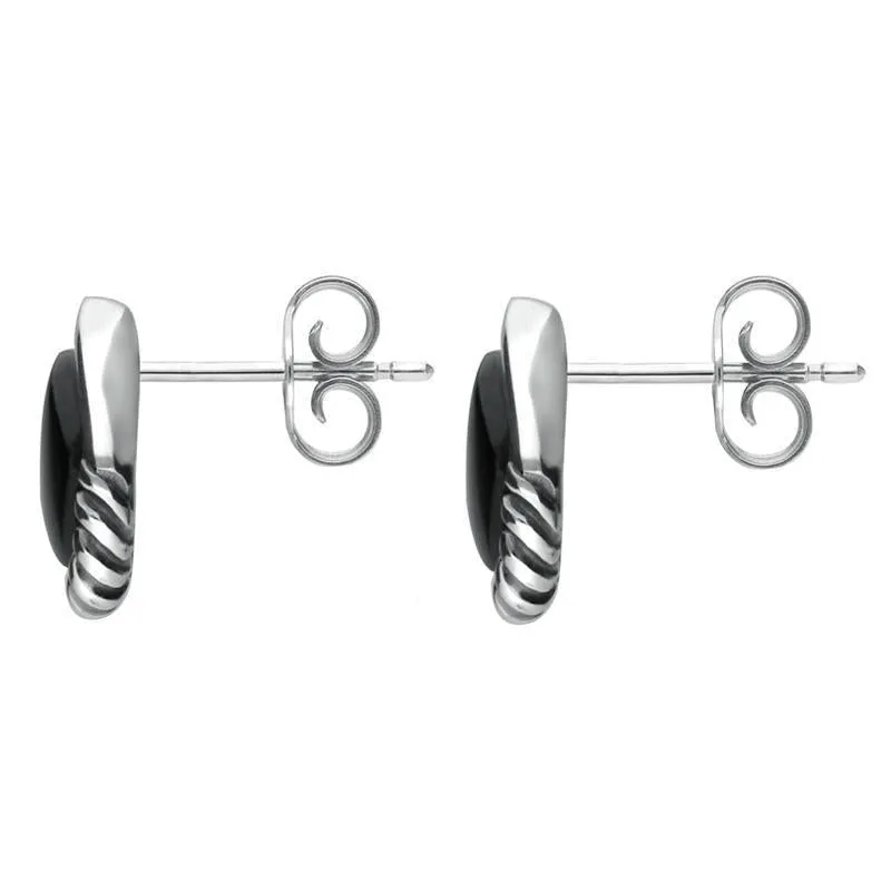 Sterling Silver Whitby Jet Diamond Rope Bottom Stud Earrings sold by Jura Watches product image thumbnail 2