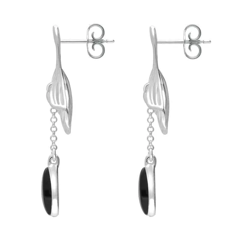 Sterling Silver Whitby Jet Teardrop Ginkgo Biloba Leaf Drop Earrings sold by Jura Watches product image thumbnail 2