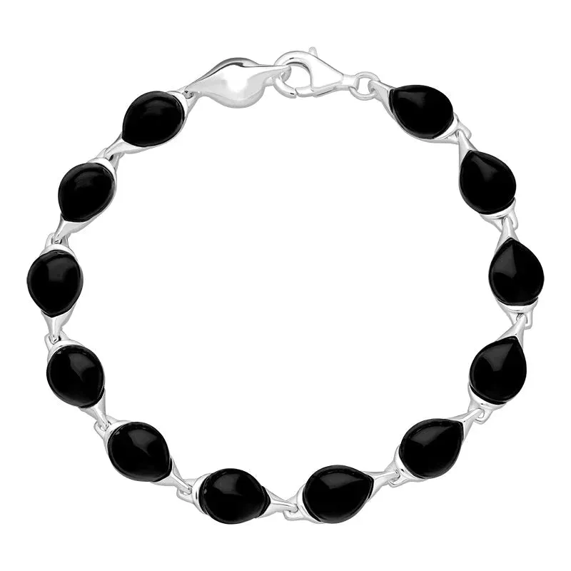 Sterling Silver Whitby Jet Twelve Stone Pear Shaped Bracelet sold by Jura Watches product image thumbnail 2