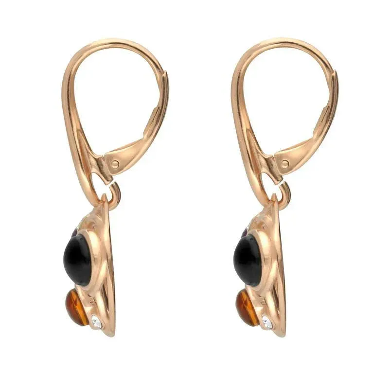 Rose Gold Plated Sterling Silver Whitby Jet Amethyst Amber Bubble Drop Earrings sold by Jura Watches product image thumbnail 2