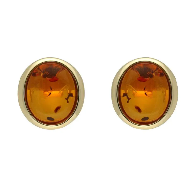 9ct Yellow Gold Amber Framed Oval Stud Earrings D sold by Jura Watches