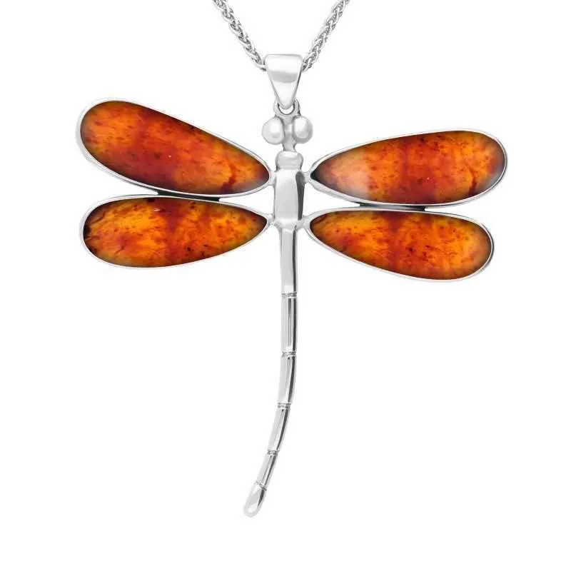 Sterling Silver Amber Four Stone Large Dragonfly Necklace sold by Jura Watches