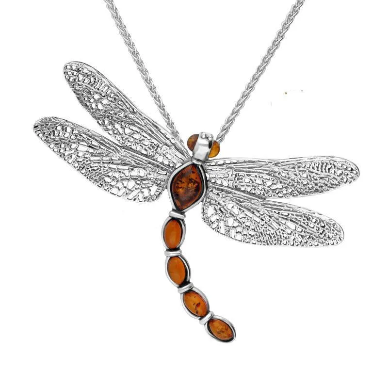 Sterling Silver Amber Dragonfly Necklace sold by Jura Watches
