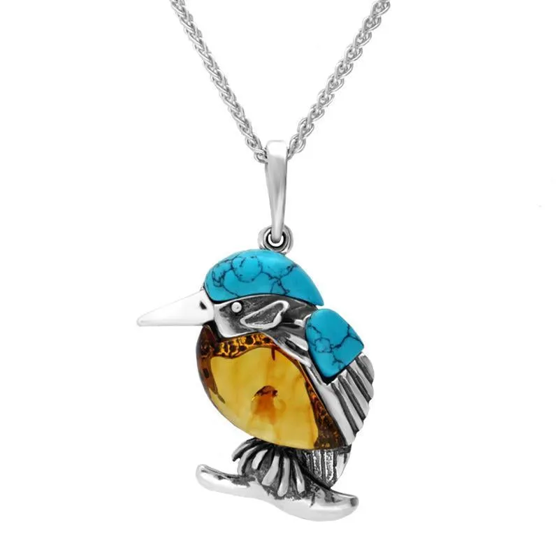Sterling Silver Amber Turquoise Medium Kingfisher Necklace sold by Jura Watches