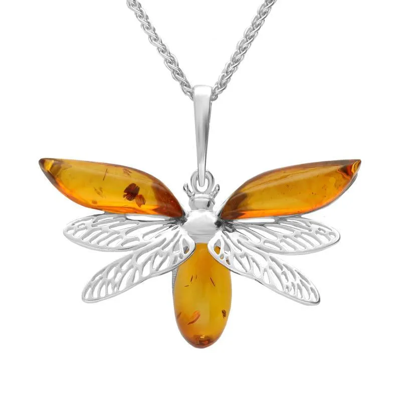 Sterling Silver Amber Moth Necklace sold by Jura Watches