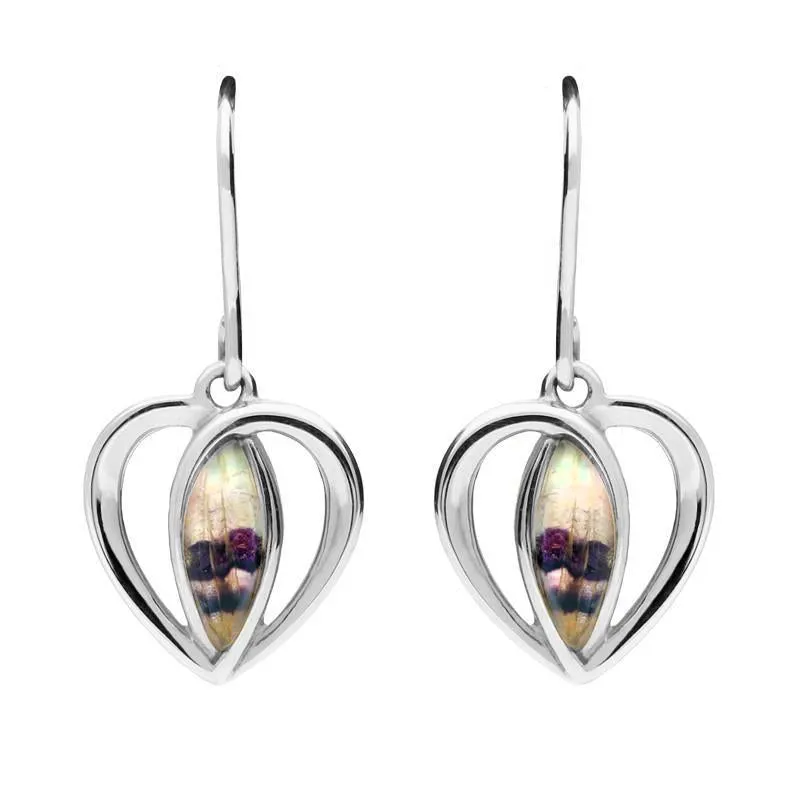 Sterling Silver Blue John Heart Drop Earrings sold by Jura Watches