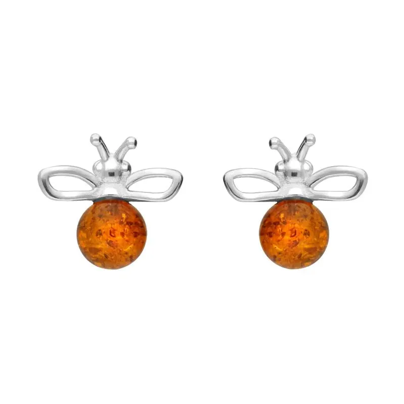Sterling Silver Amber 6mm Ball Bee Stud Earrings sold by Jura Watches