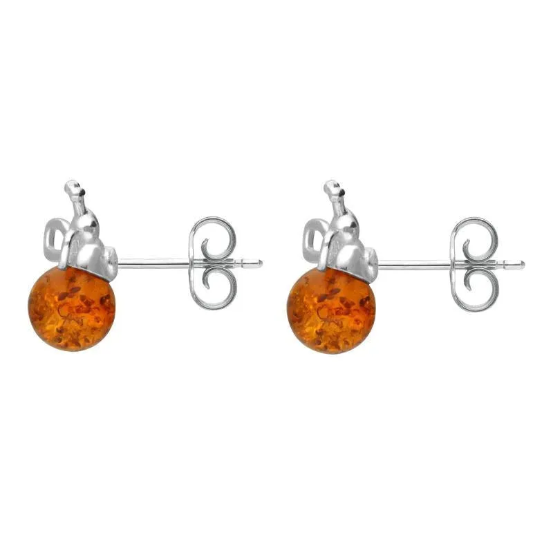 Sterling Silver Amber 6mm Ball Bee Stud Earrings sold by Jura Watches product image thumbnail 2