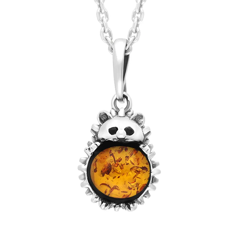 Sterling Silver Amber Small Hedgehog Necklace sold by Jura Watches
