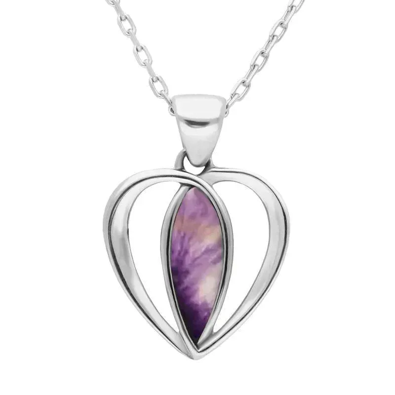 Sterling Silver Blue John Centre Stone Heart Necklace sold by Jura Watches