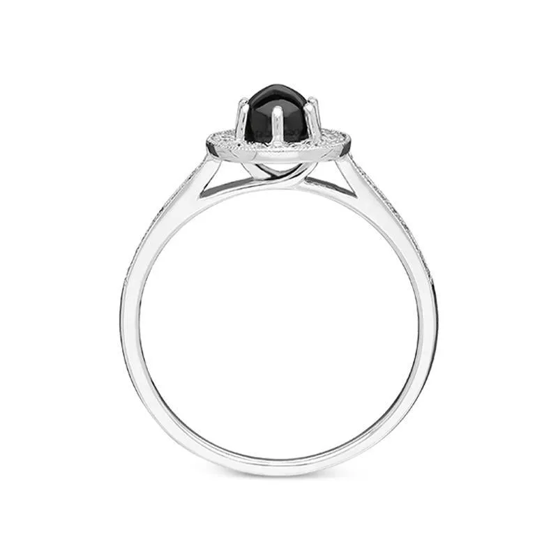 18ct White Gold Whitby Jet 0.23ct Diamond Round Cluster Ring sold by Jura Watches product image thumbnail 2
