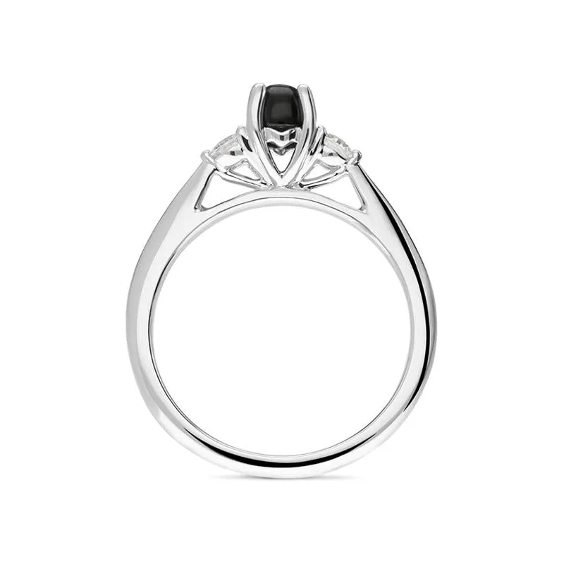 18ct White Gold Whitby Jet 0.19ct Diamond Centre Stone Ring sold by Jura Watches product image thumbnail 2