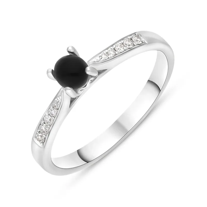 18ct White Gold Whitby Jet Diamond 0.07ct Ring sold by Jura Watches