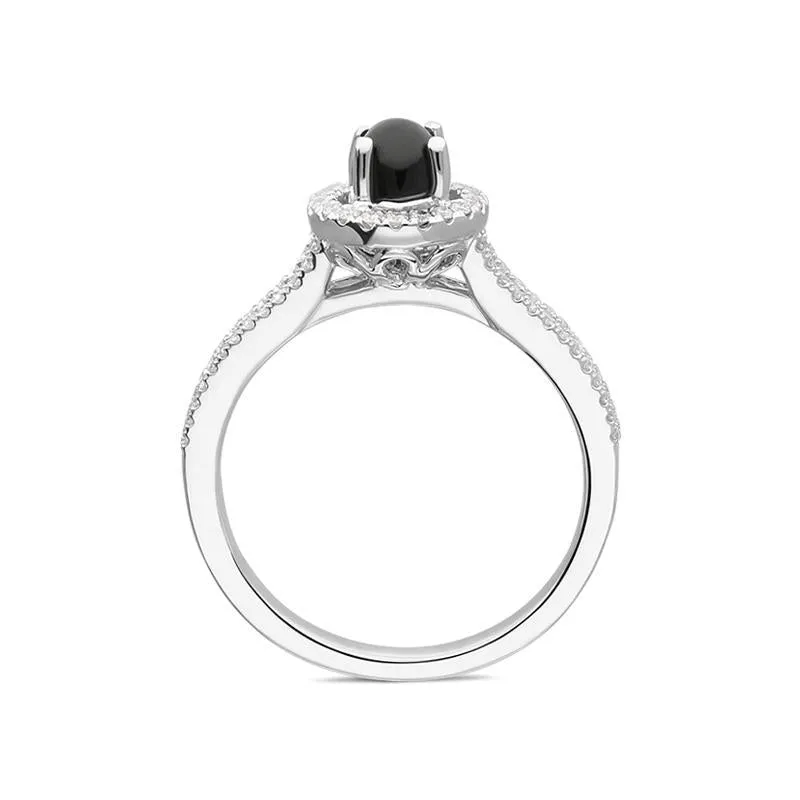 18ct White Gold Whitby Jet 0.24ct Diamond Round Split Shank Ring sold by Jura Watches product image thumbnail 2