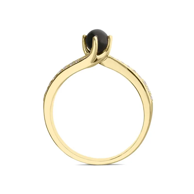 18ct Yellow Gold Whitby Jet 0.12ct Diamond Twist Ring sold by Jura Watches product image thumbnail 2