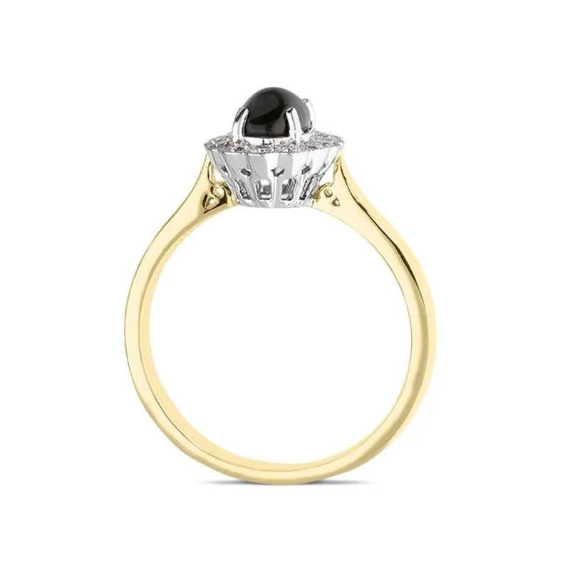18ct Yellow Gold Whitby Jet 0.22ct Diamond Oval Ring sold by Jura Watches product image thumbnail 2
