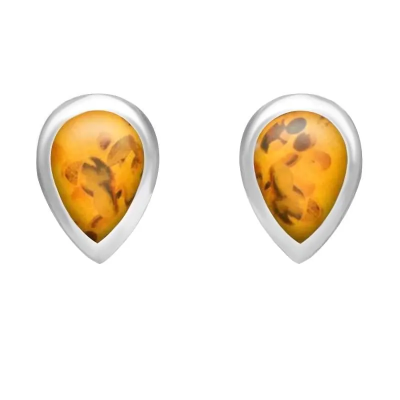 18ct White Gold Amber Dinky Teardrop Stud Earrings sold by Jura Watches