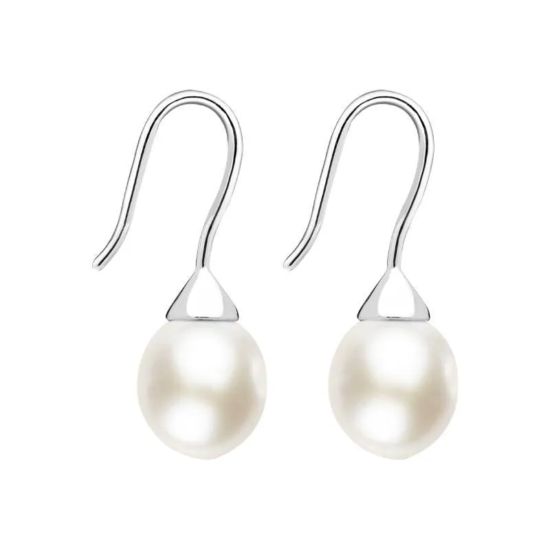 Sterling Silver White Pearl Hook Drop Earrings sold by Jura Watches product image thumbnail 2