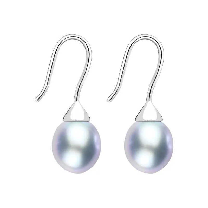 Sterling Silver Grey Pearl Hook Drop Earrings sold by Jura Watches product image thumbnail 2