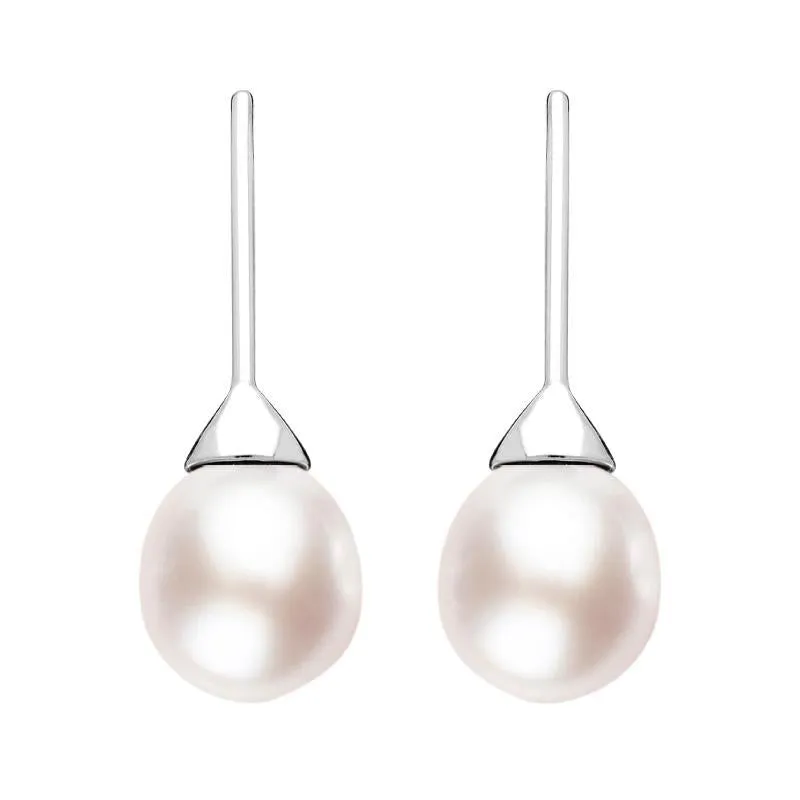 Sterling Silver Pink Pearl Hook Drop Earrings sold by Jura Watches