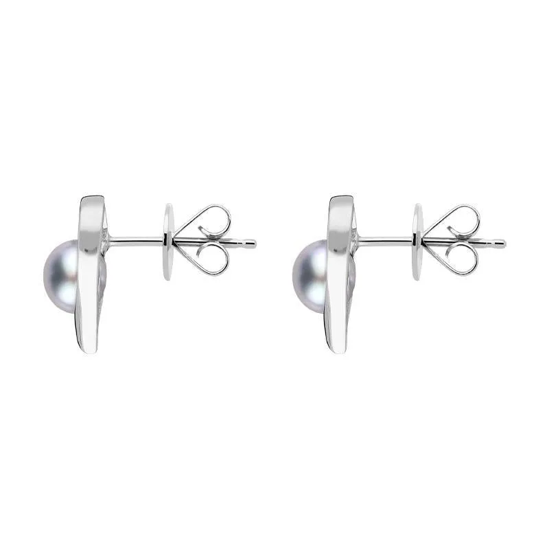 Sterling Silver Grey Pearl Open Heart Stud Earrings sold by Jura Watches product image thumbnail 2