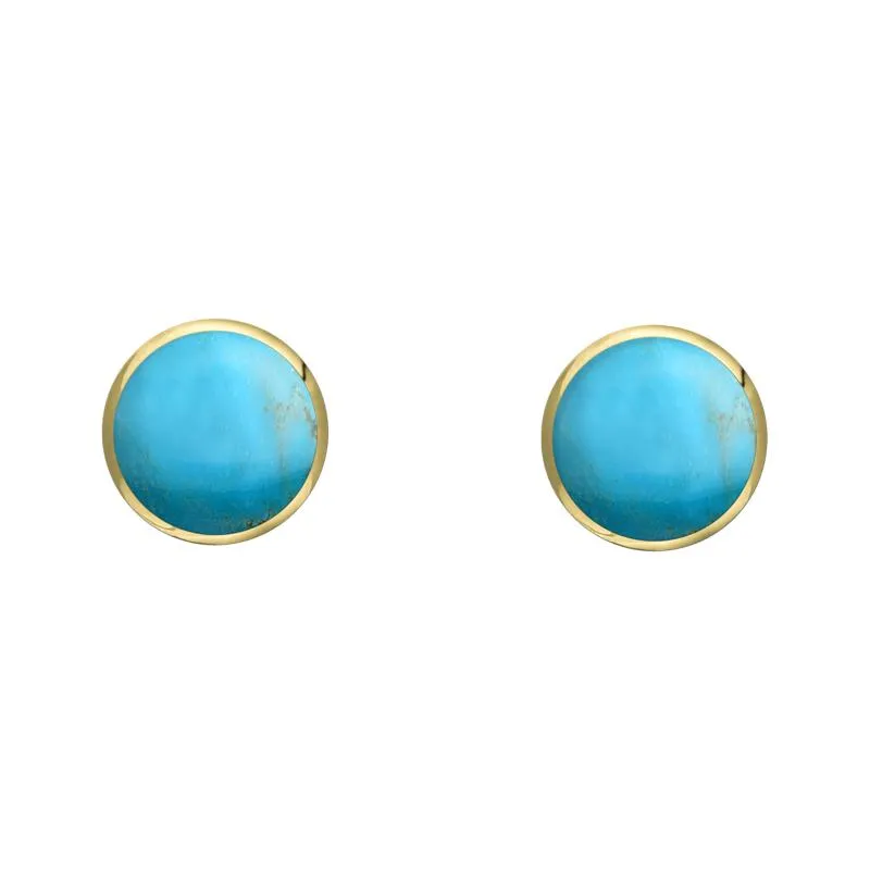 9ct Yellow Gold Turquoise 4mm Classic Small Round Stud Earrings sold by Jura Watches