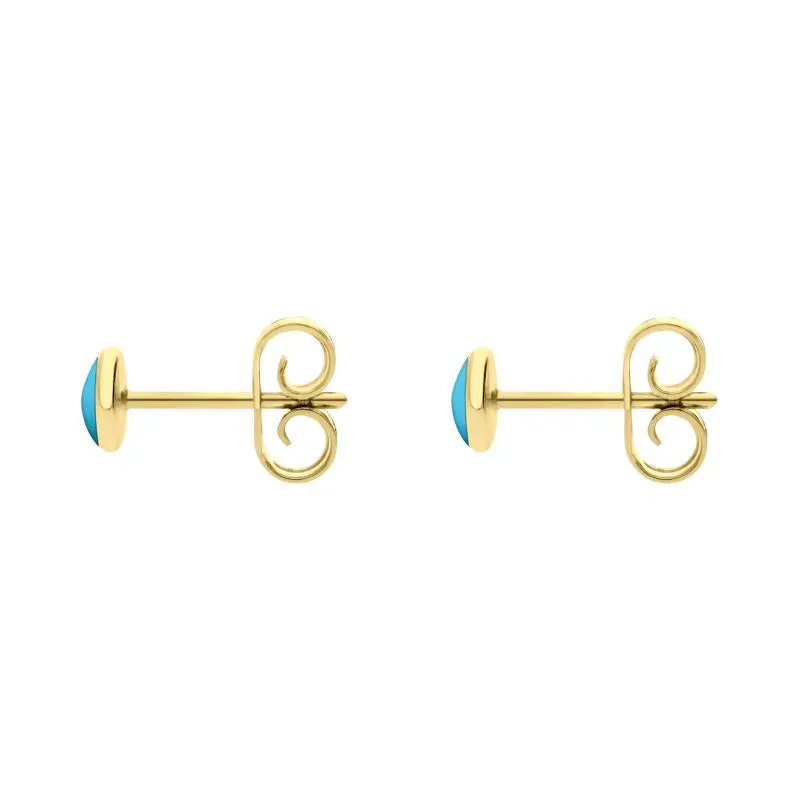 9ct Yellow Gold Turquoise 4mm Classic Small Round Stud Earrings sold by Jura Watches product image thumbnail 2