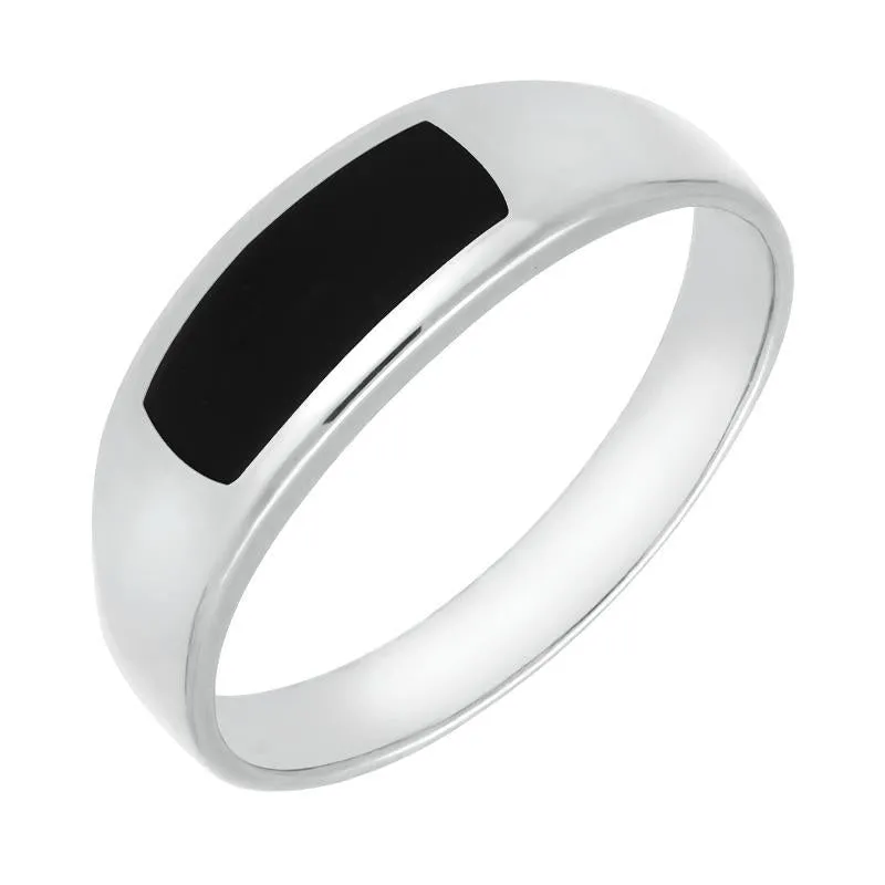 9ct White Gold Whitby Jet Inlay Ring sold by Jura Watches