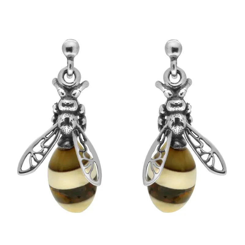 Sterling Silver Amber Bee Stud Earrings sold by Jura Watches