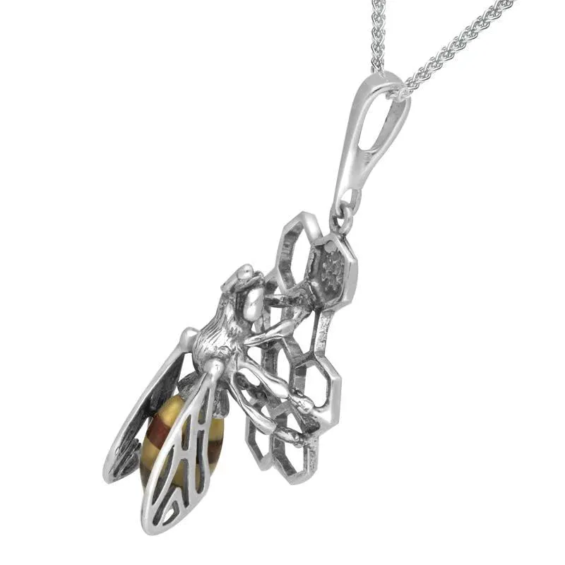 Sterling Silver Amber Small Bee Honeycomb Necklace sold by Jura Watches product image thumbnail 2