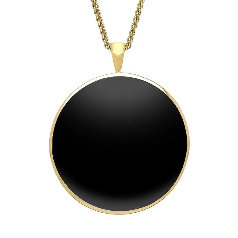 9ct Yellow Gold Whitby Jet Round Classic Large Necklace sold by Jura Watches