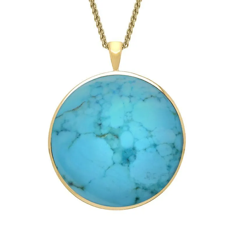 9ct Yellow Gold Turquoise Round Classic Large Necklace sold by Jura Watches