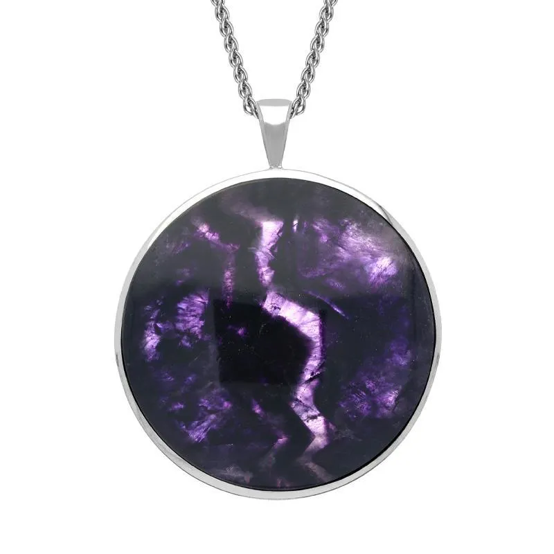 Sterling Silver Blue John Round Classic Large Necklace sold by Jura Watches