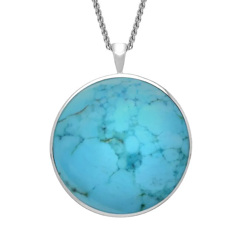 Sterling Silver Turquoise Round Classic Large Necklace sold by Jura Watches