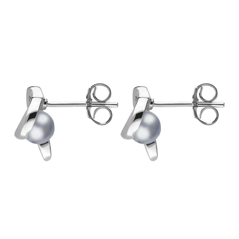 Sterling Silver Grey Pearl Twisted Open Heart Stud Earrings sold by Jura Watches product image thumbnail 2