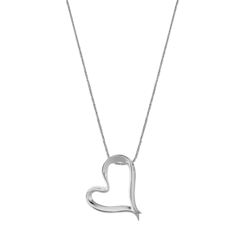 Sterling Silver Ribbon Effect Heart Necklace sold by Jura Watches
