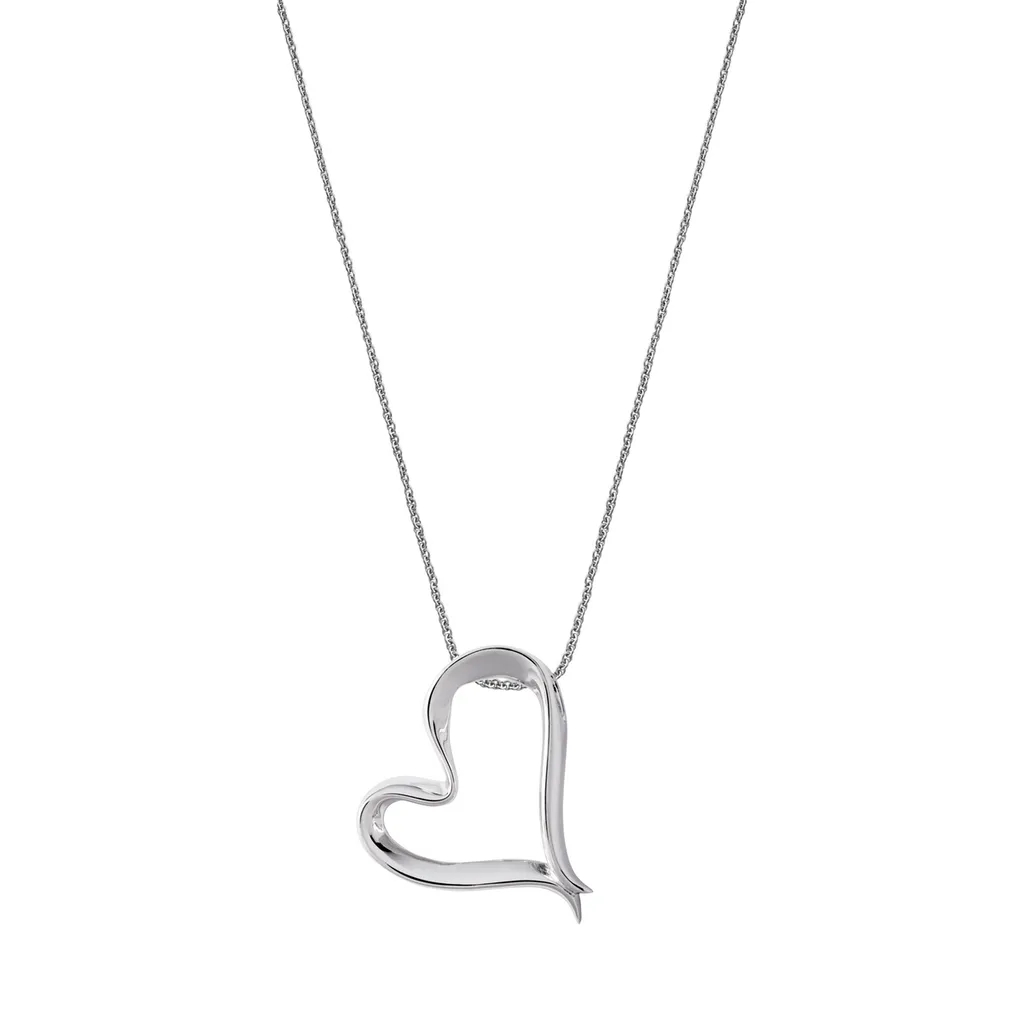 Sterling Silver Ribbon Effect Heart Necklace sold by Jura Watches
