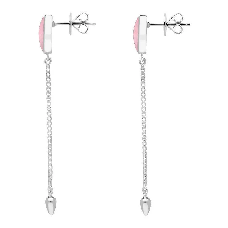 Sterling Silver Rose Quartz Lineaire Long Drop Stud Earrings sold by Jura Watches product image thumbnail 2