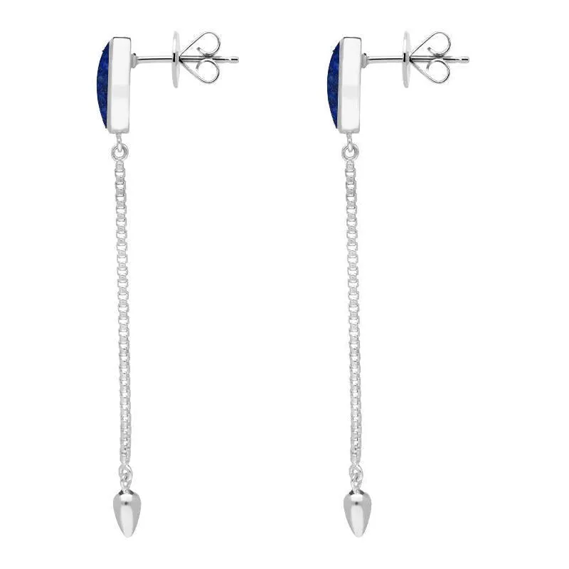 Sterling Silver Lapis Lazuli Lineaire Long Drop Stud Earrings sold by Jura Watches product image thumbnail 2
