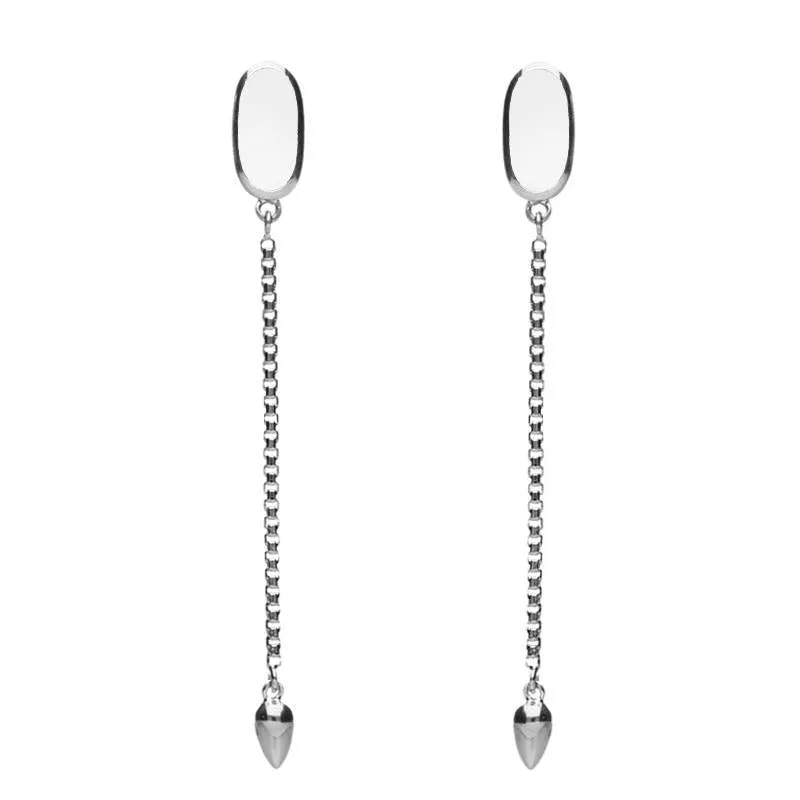 Sterling Silver Bauxite Lineaire Long Drop Stud Earrings sold by Jura Watches