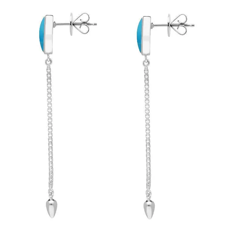 Sterling Silver Turquoise Lineaire Long Drop Stud Earrings sold by Jura Watches product image thumbnail 2